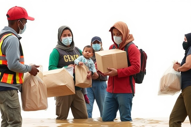 आपदा राहत सामग्री का वितरण